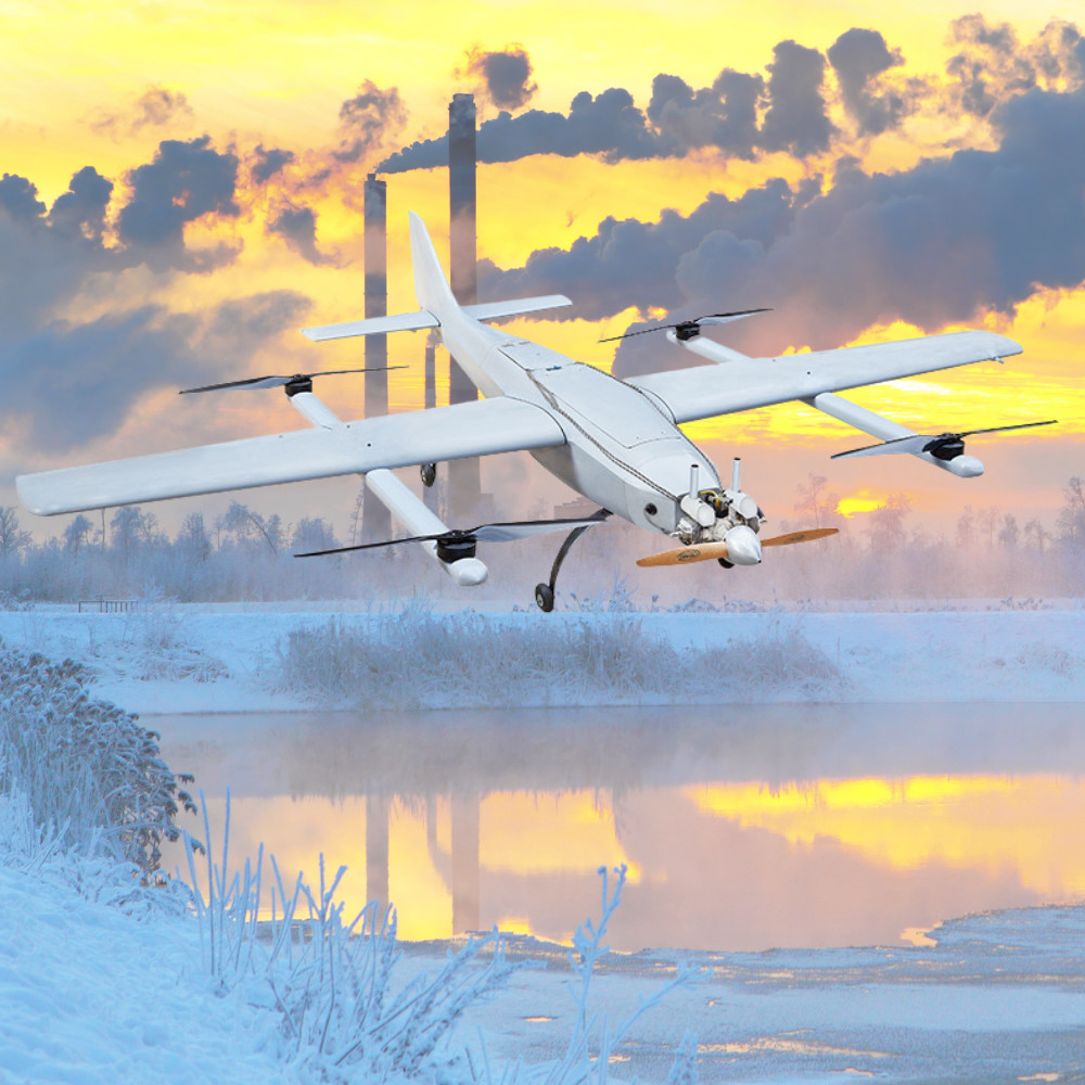 24H 5500m Altitude Oil Power Fixed Wing Hybrid VTOL Drone Autonomous Drone Plane Hybrid HX4HFW325