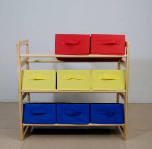 China 60CM Height Kids Playroom Furniture Toy Organizer With Nine Fabric Storage Bins wholesale