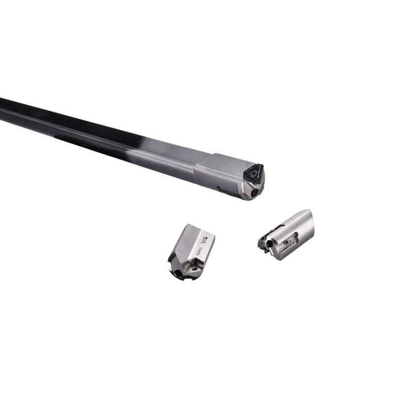 Custom Single-Fluted Gun Drill with Indexable Inserts and Supporting Strips