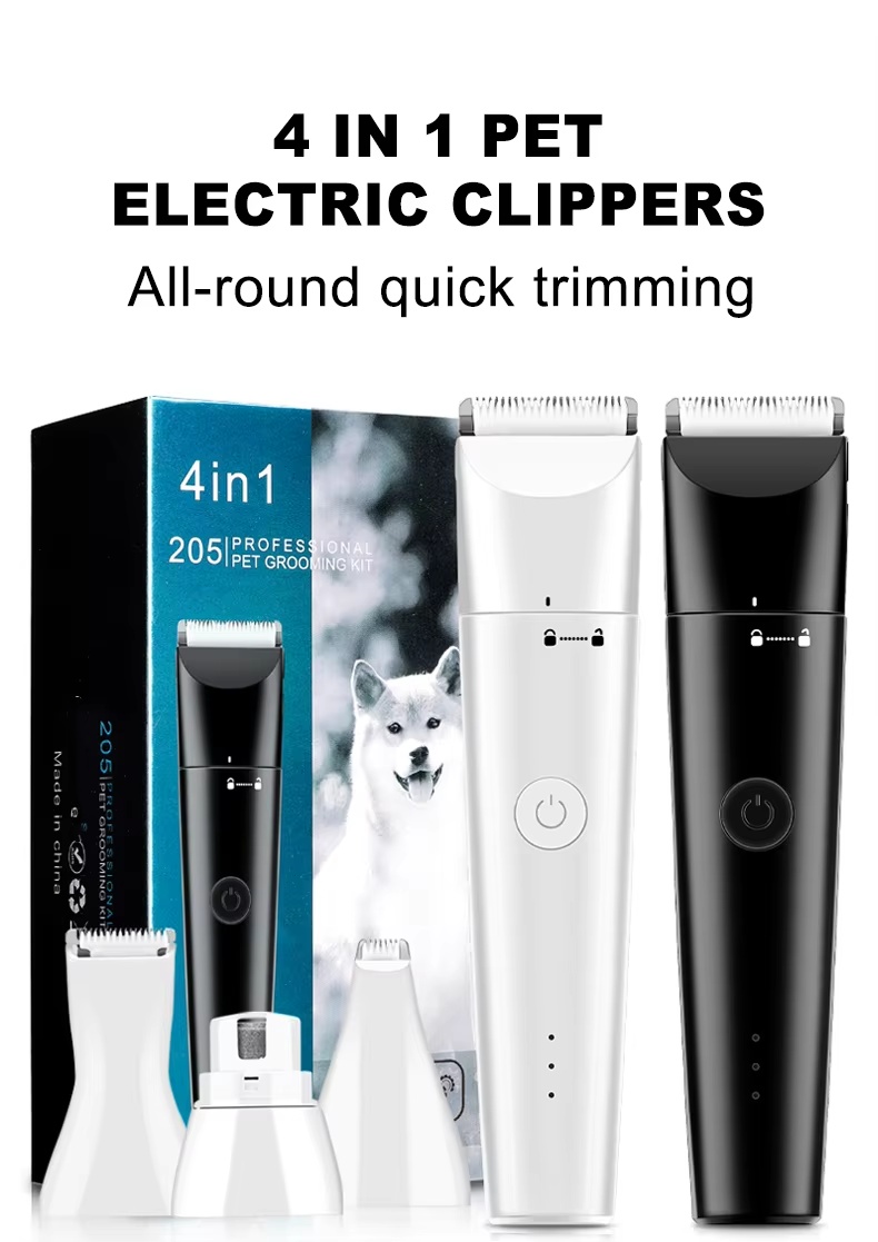 20*10*6.2cm 4 In 1 USB Rechargeable Electric Pet Grooming Kit for Dog Cat Hair Trimmer