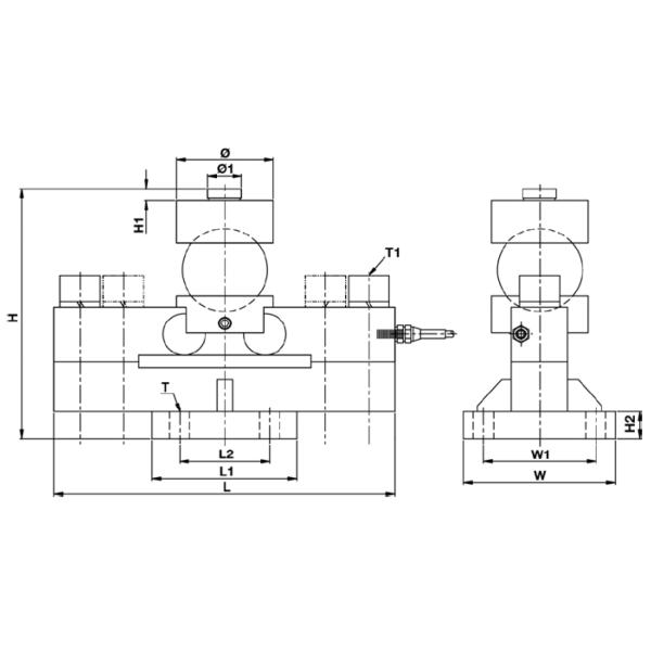 QS compression load cell sensor 30t 40t 50t ton force calibration weighing transducer truck scale Double ended shear beam