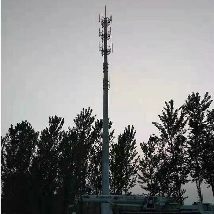 Powder Coated Steel Monopole Tower Broadcasting / 4g / Cell Phone Signal