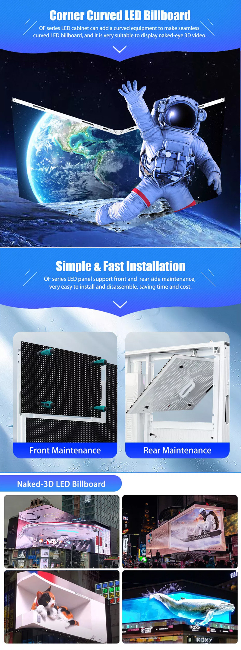 Outdoor Super Large 3D Advertising Screen , Full Color Seamless Video Walls