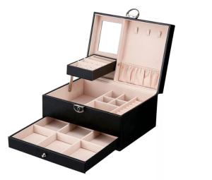 China Exquisite Necklace Bracelet Storage Box Sturdy Embossed PU Leather wholesale