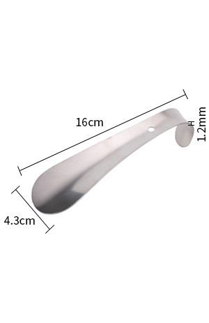Long Metal Shoe Horn Stainless Steel 6.3 Inch 16 CM Handle With Hook Travel Spoon