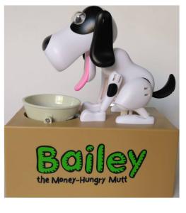 China Kingda Battery Operated Money Piggy Bank , 2 AA Battery 380g Dog Coin Bank Toy wholesale
