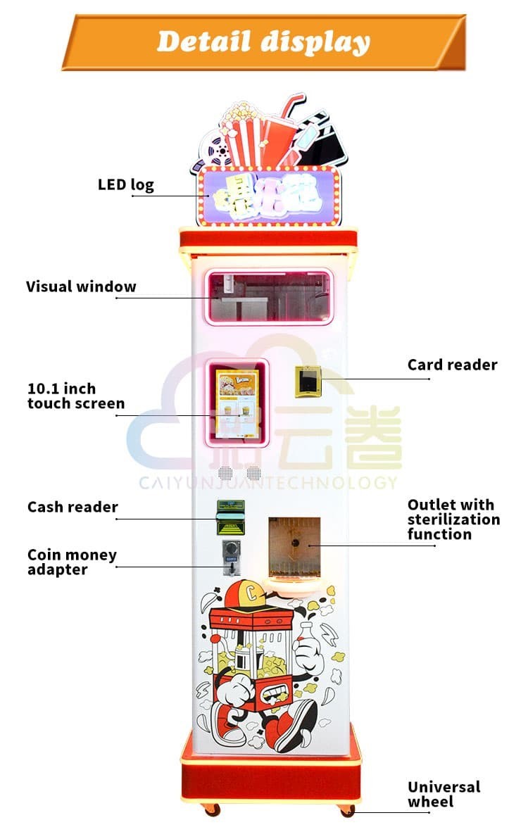 Stainless Steel Popcorn Vending Machine 110V 220V With LCD Display 57*54*193cm