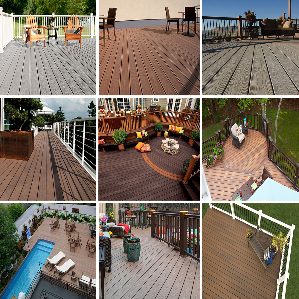 1.3%-1.4% Density Shanghai Loading Port 3D Deep Embossed Composite WPC Decking Boards