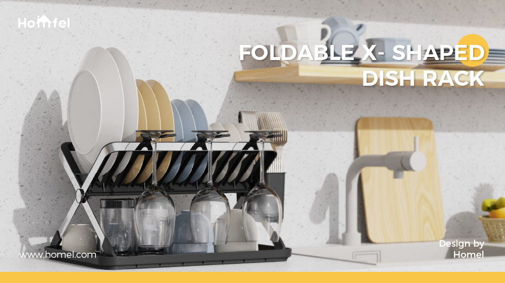 Foldable Stainless Steel Dish Rack For Rectangle Plates