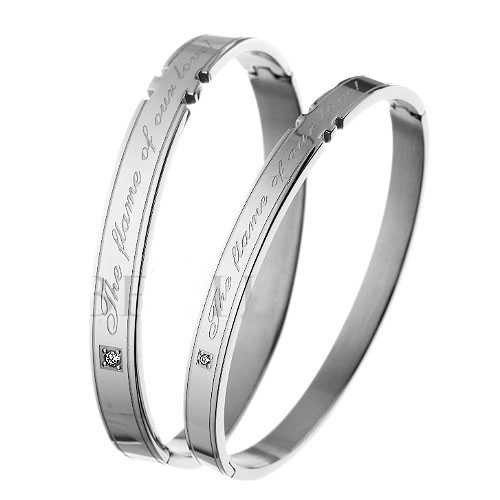 Tagor Jewellery Super Quality 316L Stainless Steel Couple Bracelet Bangle