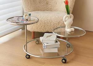 China Clear Glass Top Nesting Coffee Tables Metal Tube Frame wholesale