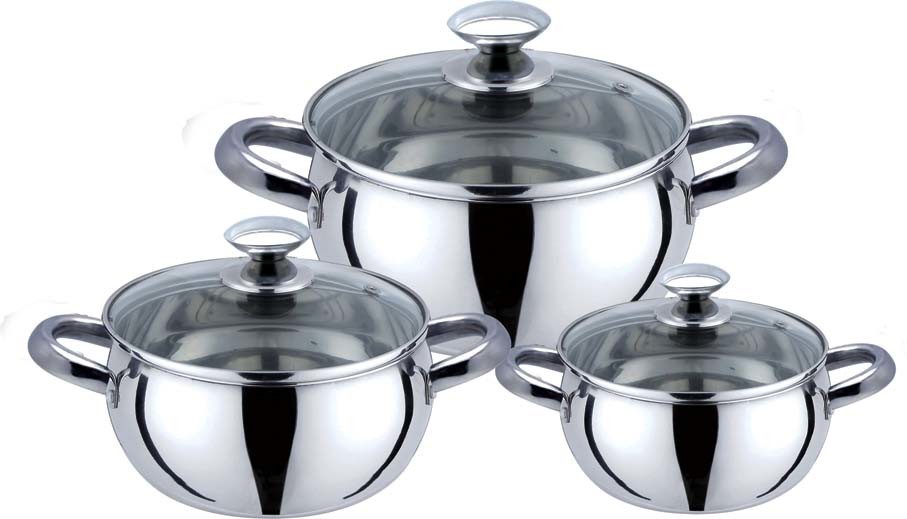 hot selling 6pcs cookware set with red color &16/18/20cm cooking pot &16cm/18cm/20cm cookware set in stainless steel