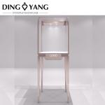 Metal Tall Jewelry Glass Display Case With LED Spot Lights Ships Fully Assembled