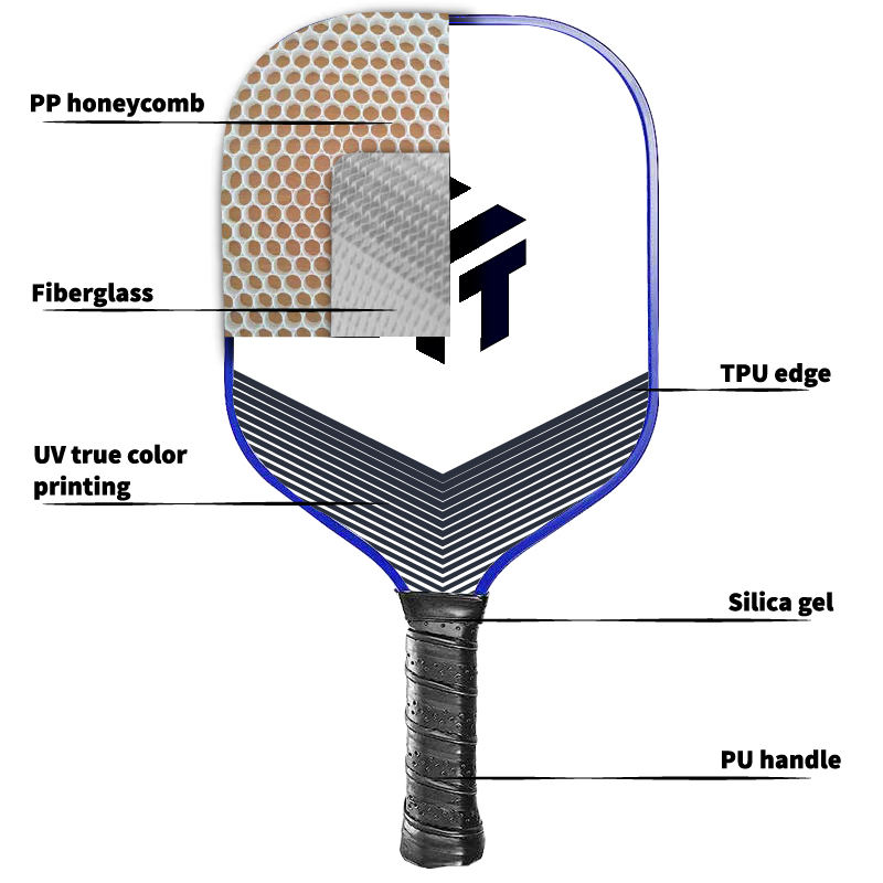 Professional Pickleball Paddle with High Rebound PP Honeycomb Core and Custom Pattern
