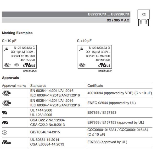 0.1uF EPCOS TDK EMI Suppression Capacitor 305V 630V B32921C3104M000