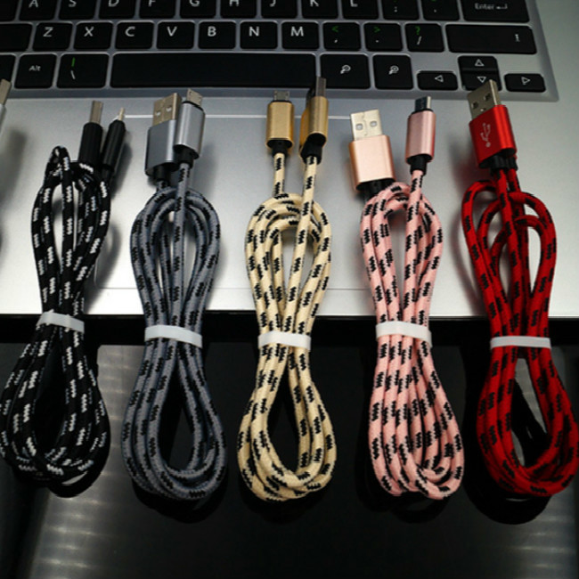 1m 3ft Fast Charging Micro USB Data Cable Nylon Braided Data Sync