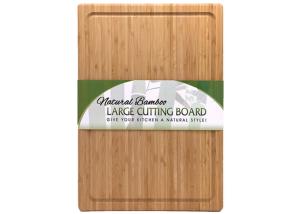China Laser Logo Bamboo Large Wooden Cutting Boards Rectangle Shaped With Juice Groove wholesale