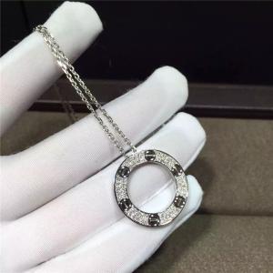 China 18K White Gold Love Necklace , Real Diamond Paved 18k White Gold Necklace wholesale