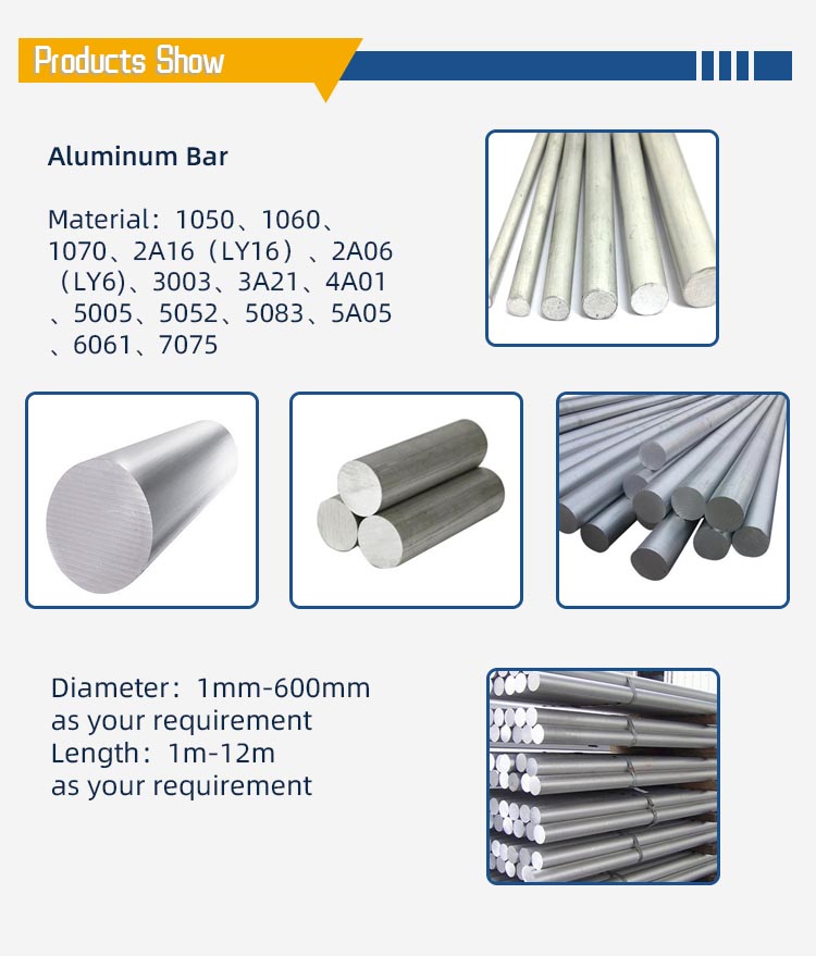 6061 T6 Solid Aluminum Bars 7075 5083 Aluminum Round Bar H12