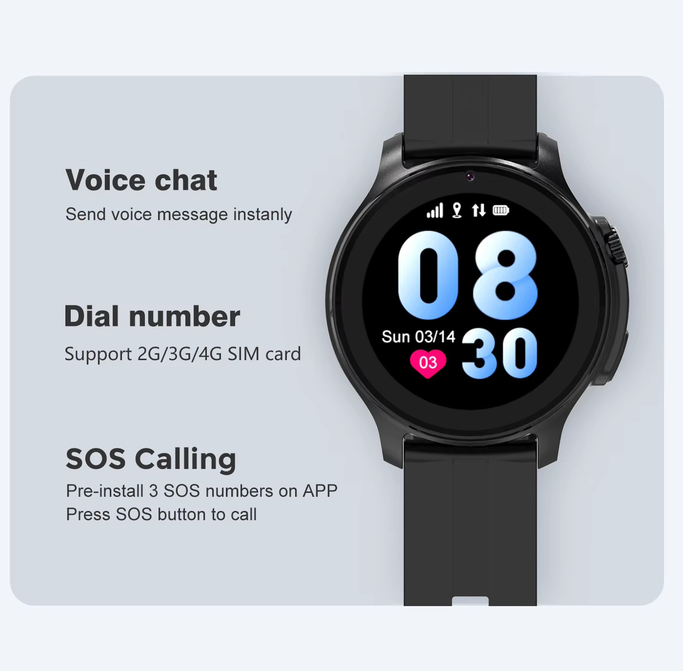 Digital Wrist Childrens Tracker Watch Two Way Video Calling LT46 GEO Fence For Teenager