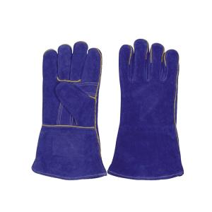 China Water Proof LC2011A Heat Resistant Blue Cow Split Leather Working Gloves for Welding wholesale