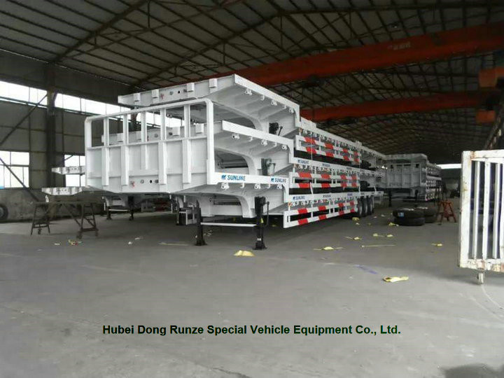 Flatbed Container Trailer 3 axle for container Loading capacity 40 ton ,60ton,80Ton
