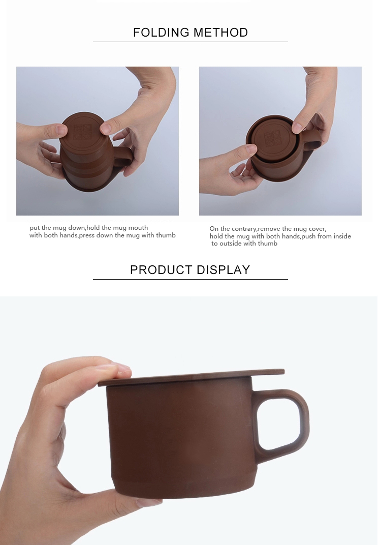 BPA Free 350ml Portable Silicone Collapsible Mug For Travel