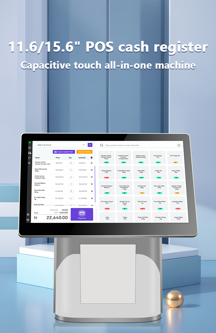DDR3 2G Memory 15.6 Inch Desk Touch Screen Self Ordering Payment Kiosk for Cashless Payment and Restaurant