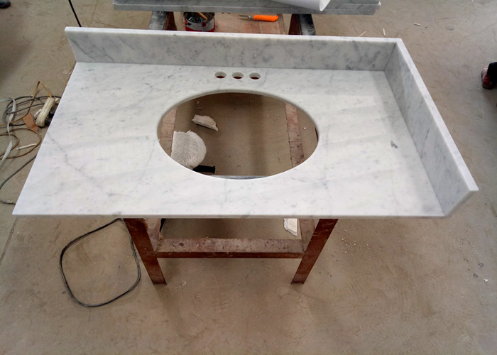 22 Inch Prefab Vanity Tops / White Carrera Marble Countertops Durable For Home