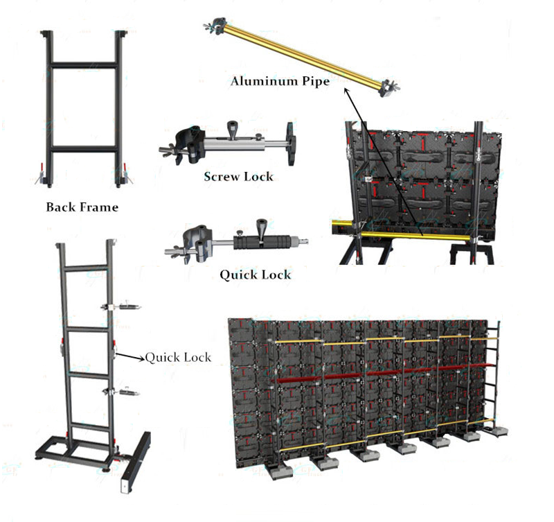 Custom Sizes Lighting Video LED Display Wall Ground Stand Support for Outdoor Events