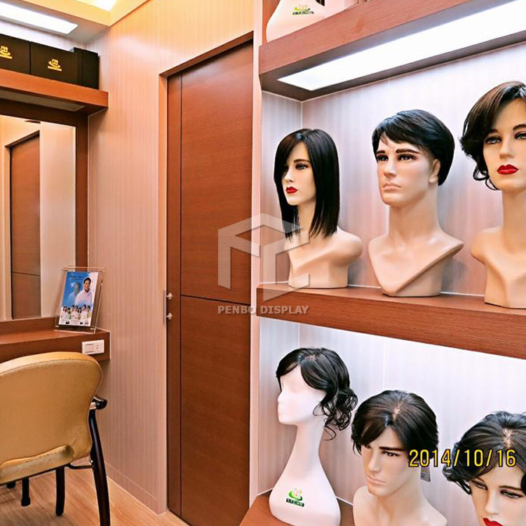 9mm Thick MDF Wig Store Display ODM With LED lighting