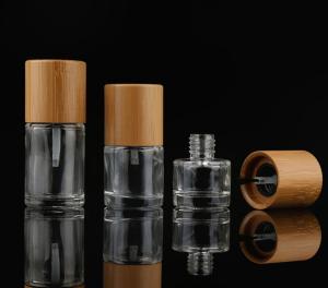 China High Quality Nail Polish Bottle Bamboo Cap Glass Cosmetic Containers wholesale