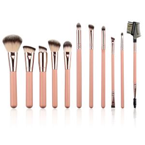 China 11pcs Premium Private Vegan Cosmetic Brush Custom Pink Double Headed wholesale