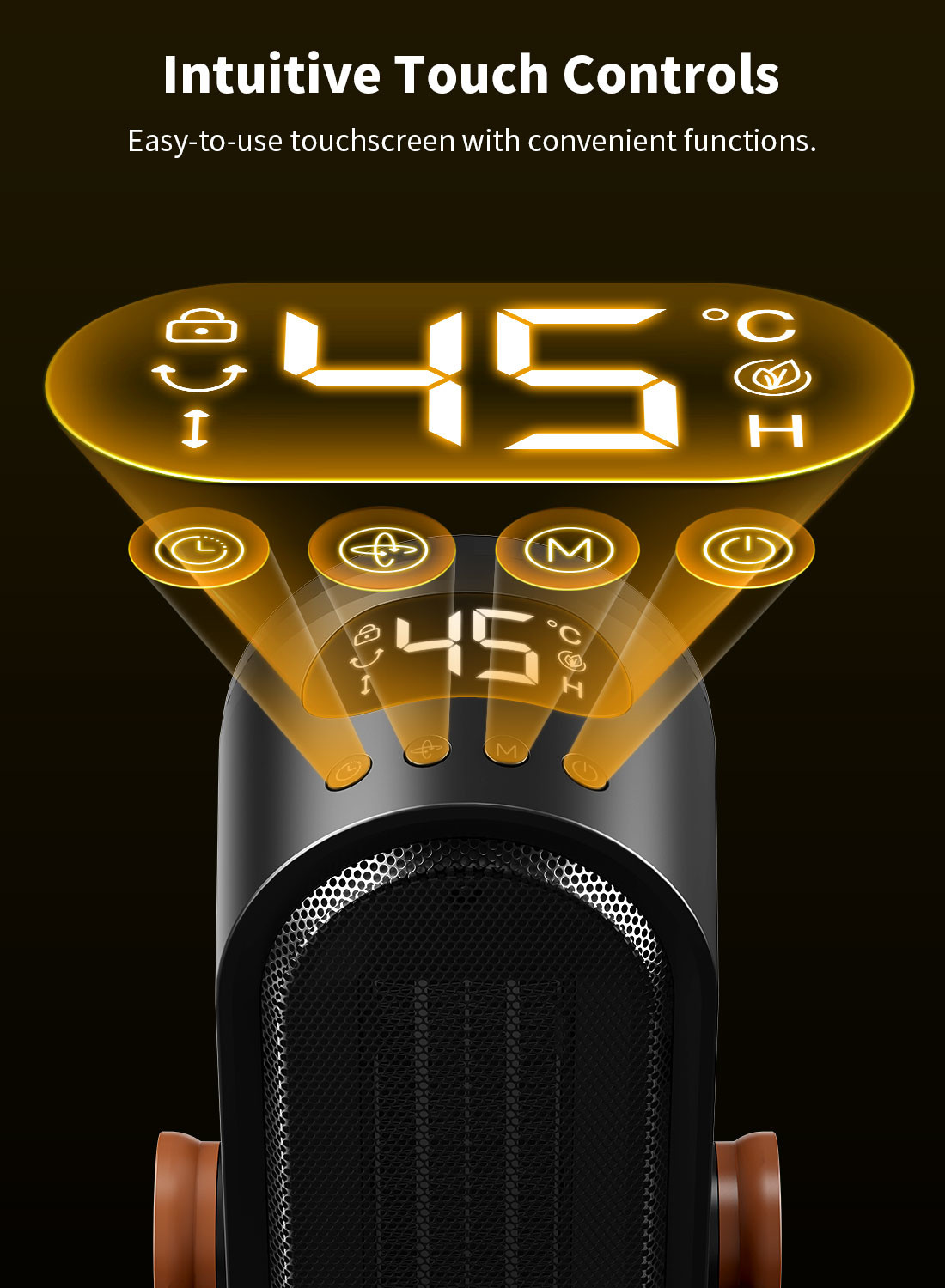 1500W Waterproof Fan Heater Vertical 45 Degree Horizontal 120 Degree Heating Range