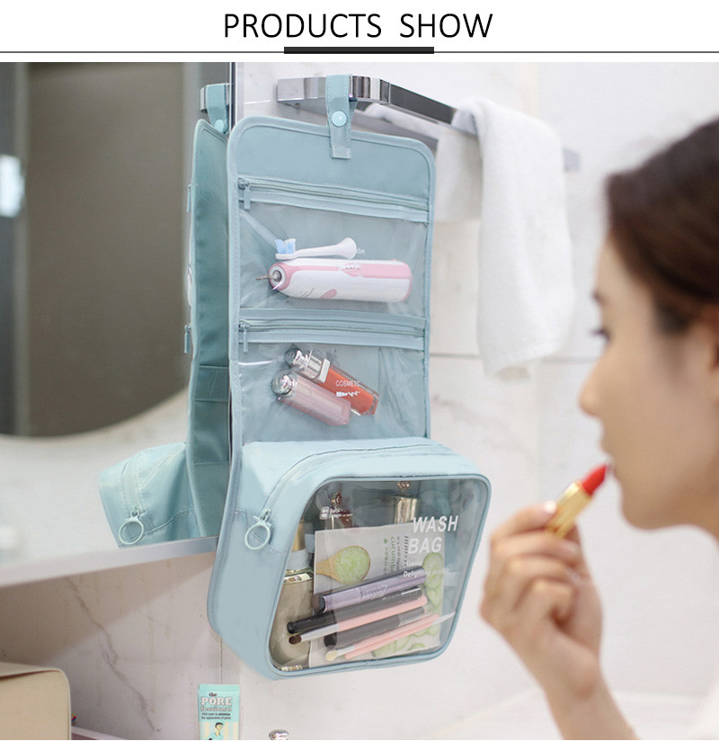 Make Your Own Logo Waterproof Large Hanging Travel Makeup Cosmetic Bag