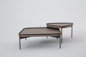 China Metal Legs Modern Living Room Wood Leather Coffee Table Set wholesale