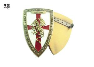 China Shirt Souvenir Emblem Name Badge / Pin Badges Zinc Alloy With Bronze Color wholesale