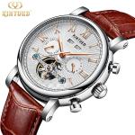 KINYUED J022-3 leather pin buckle 30M waterproof men automatic mechanical watch