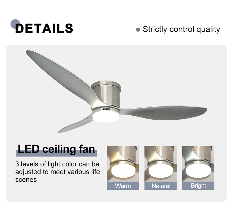 Remote Control LED Ceiling Fan with Low Profile Design and Energy Saving Function