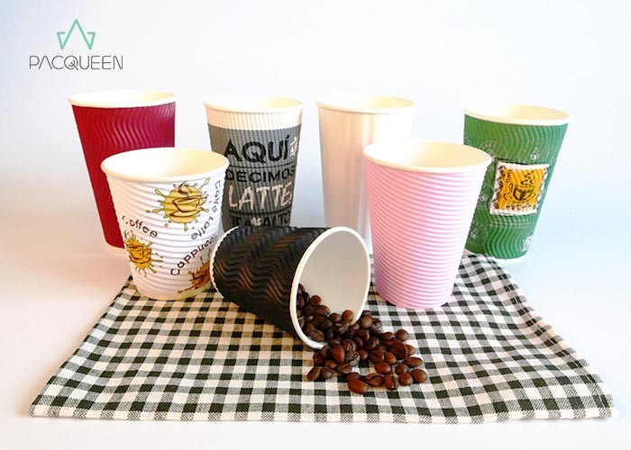 Insulated Coffee 12 Oz / 20 Oz Paper Cups For Hot Drinks Customized Sizes