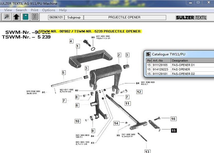 911-129-165 Sulzer Weaving Machine Parts Fas - Opener D1 D2 For Receiving Unit