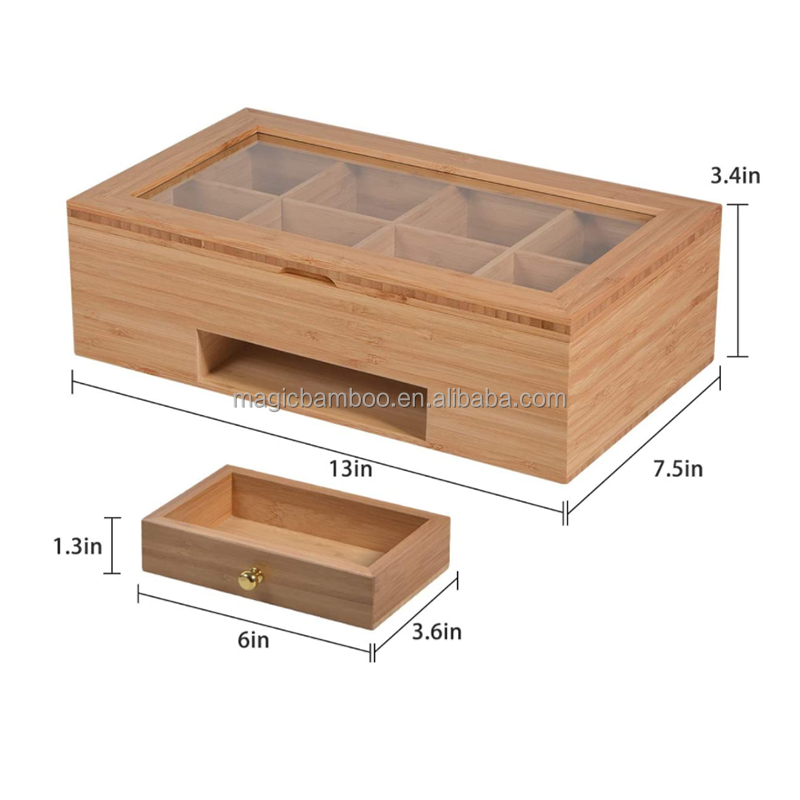 Modern Design Natural Bamboo Tea Bag Storage Box A Perfect Addition to Your Collection