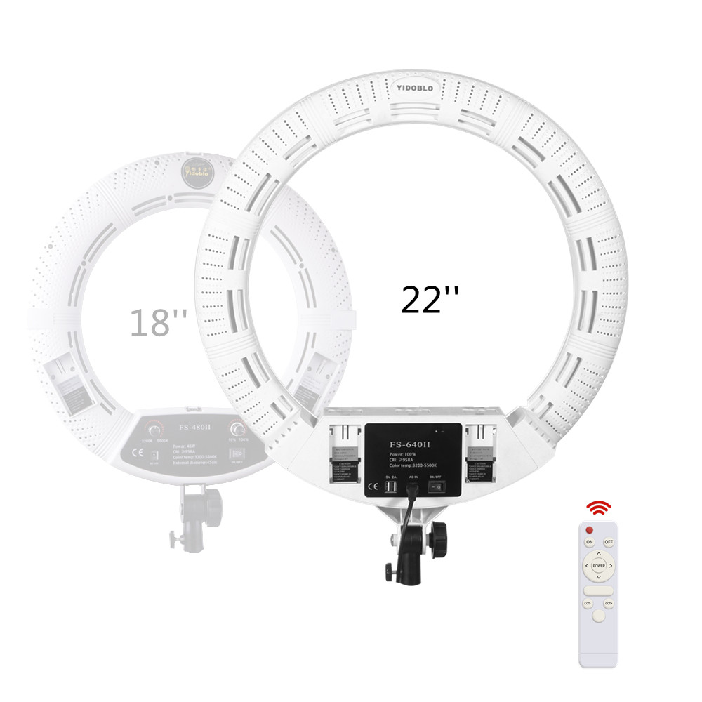 High power 100w remote control 3200k-5500k battery support leds 22 Inch Ring Light