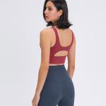 Lady Sexy Hollow Back High Quality Full Support Push Up Sports Bra High Sport