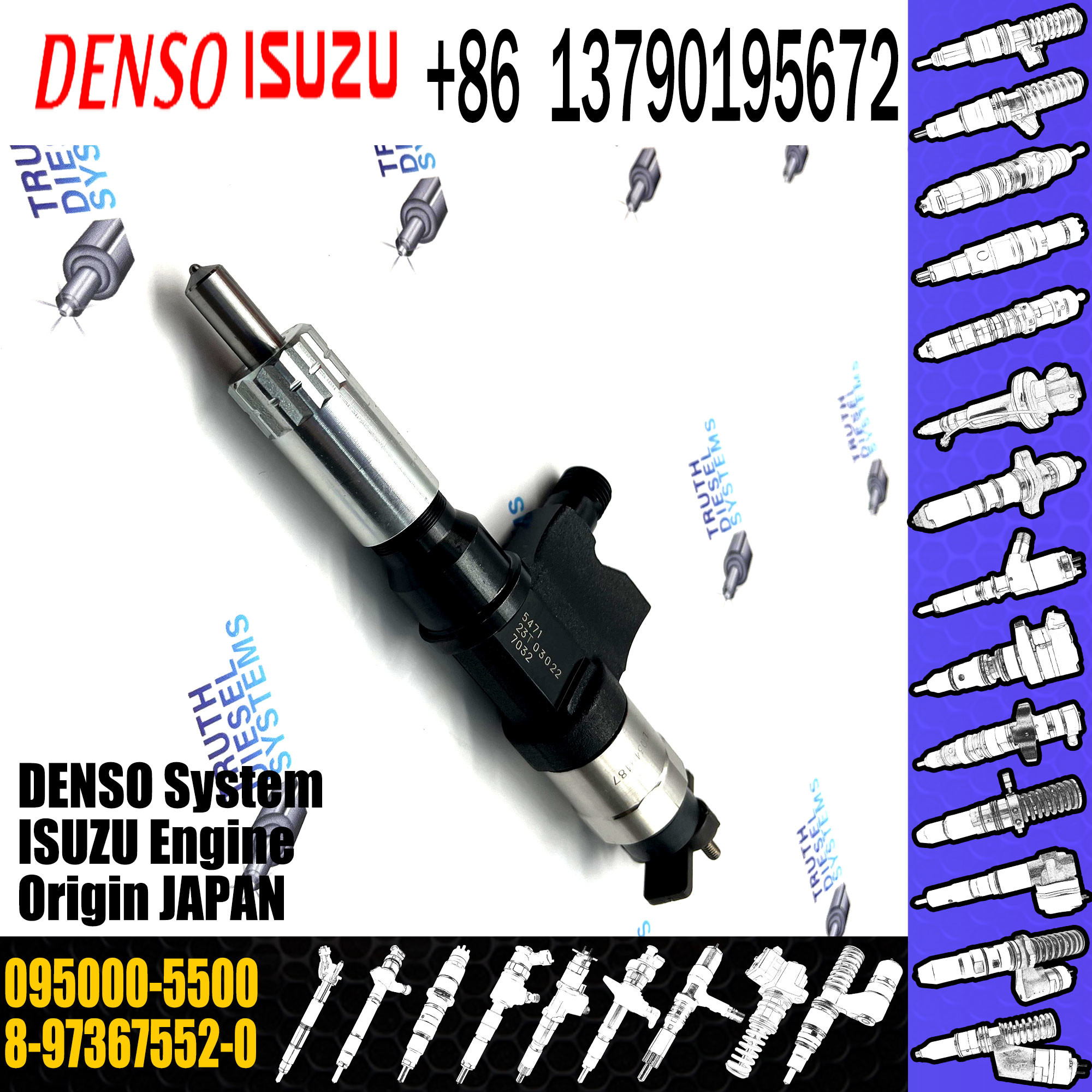Common Rail Injector Assembly 095000-5501 095000-5505 8-97367552-0 8-97367552-4 095000-5500 for ISUZU