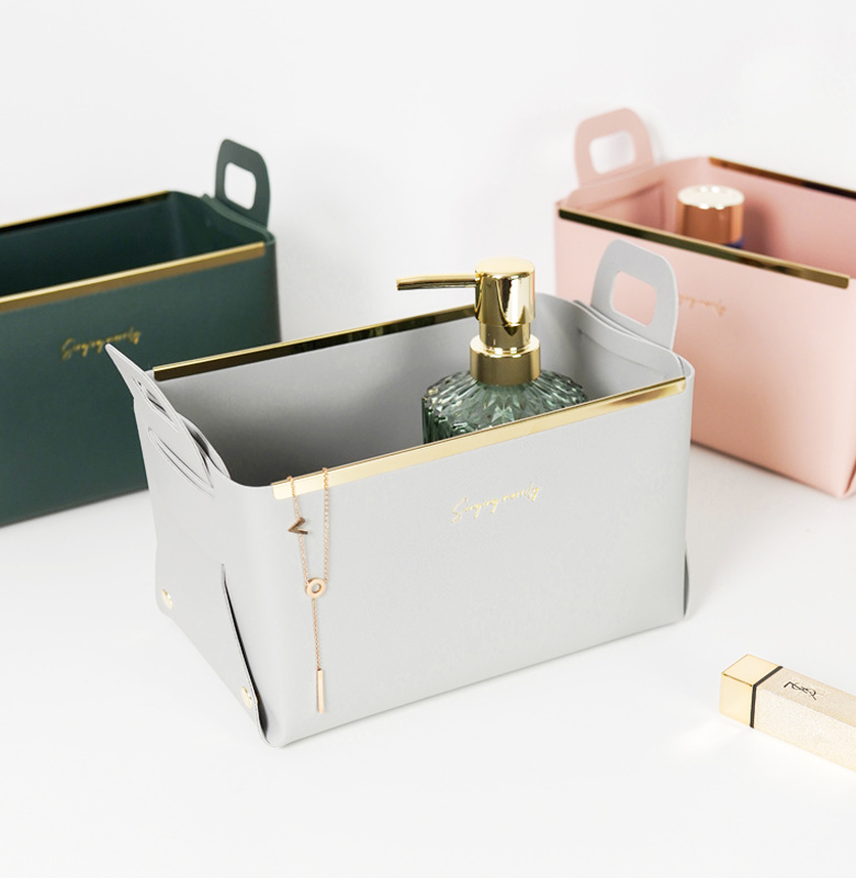 24*14*13cm Eco-Friendly Washable PU Leather Foldable Shoe Box Custom Storage Pack Boxes