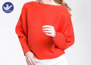China Boat Neck Womens Knit Pullover Sweater Lady Sexy Drop Shoulder Ottoman Knitted Jumper wholesale