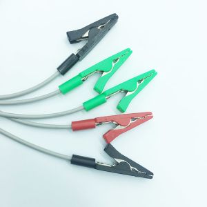 Reusable DIN3 5 Lead Clip ECG Cable Green Black Red