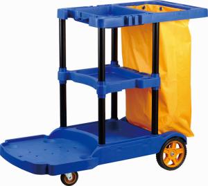 China Blue Housekeeping 3 Shelves 150KG Janitorial Cleaning Cart wholesale