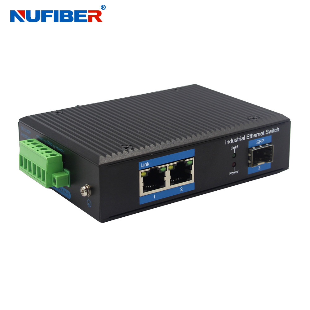 1000M Industrial Fiber Ethernet switch 2 Rj45+1x1000M SFP Slot with Din-rail wall mount